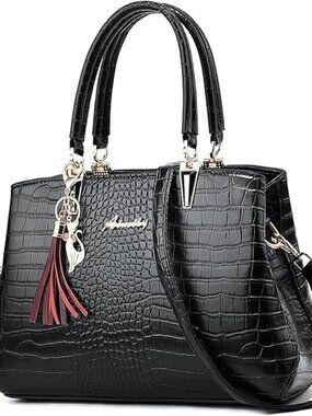 Women's 1-r-black Shoulder Bag Ladies Satchel Messenger Tote Bag Purses